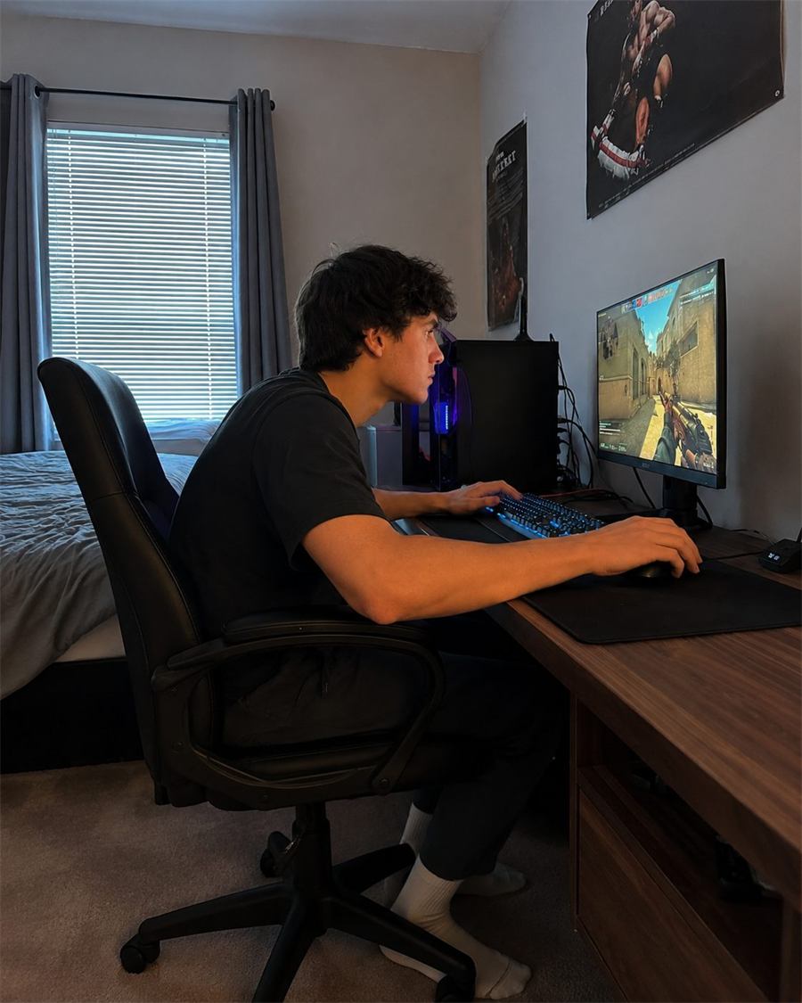 Founder at desk side profile slightly slumped